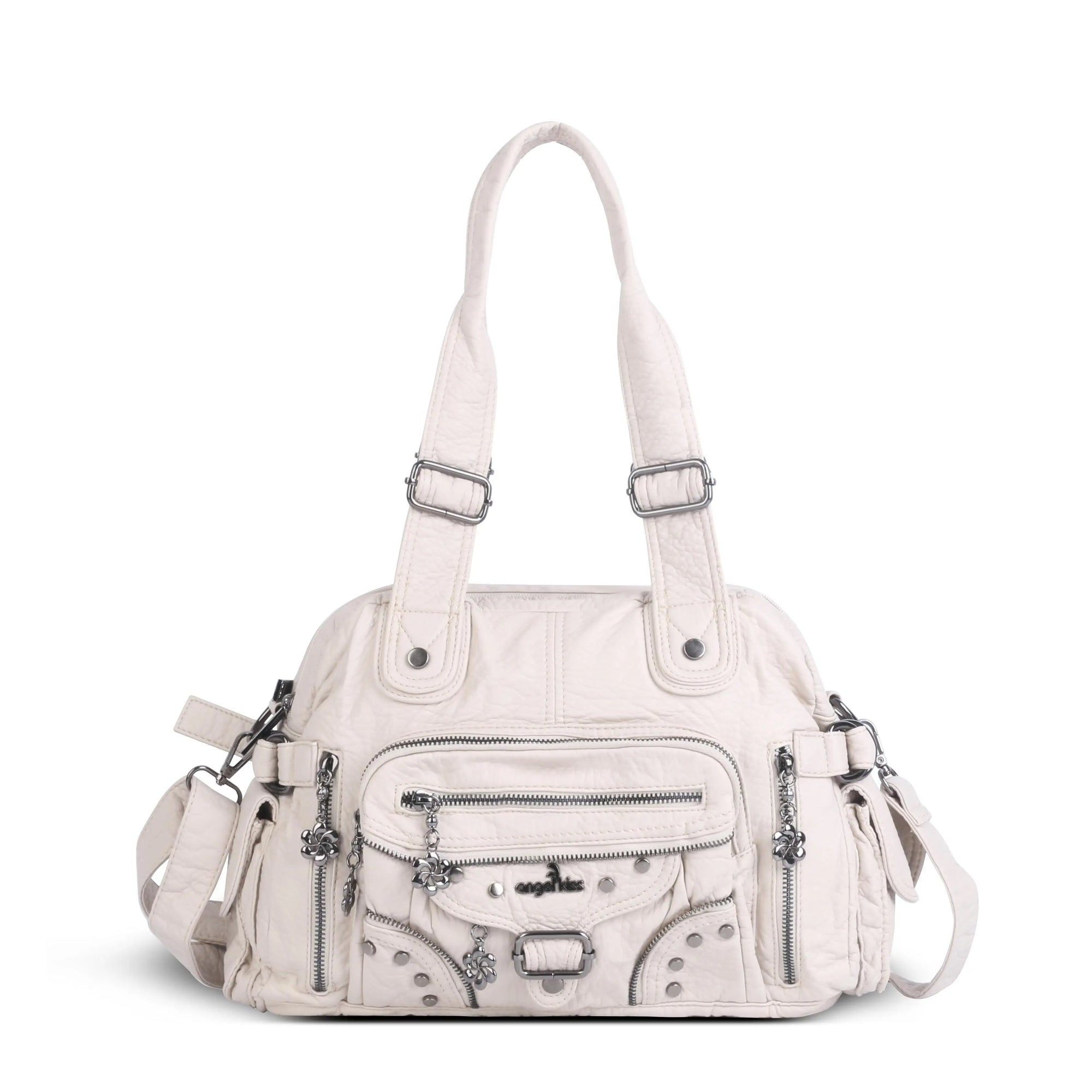 Multi-Pocket Vintage Vegan Leather Tote – Classic Shoulder & Handbag for Women