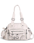 Multi-Pocket Vintage Vegan Leather Tote – Classic Shoulder & Handbag for Women