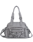 Multi-Pocket Vintage Vegan Leather Tote – Classic Shoulder & Handbag for Women