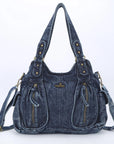 Leopard / Denim Style Tote – Multi-Pocket Women’s Bag with Dual Style Options