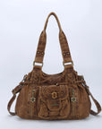 Vintage Multi-Pocket Satchel & Crossbody Bag