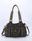 Vintage Multi-Pocket Satchel & Crossbody Bag