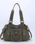 Vintage Multi-Pocket Satchel & Crossbody Bag