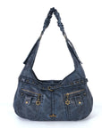 Vintage Vegan Leather Handbag – Multi-Pocket Shoulder Tote