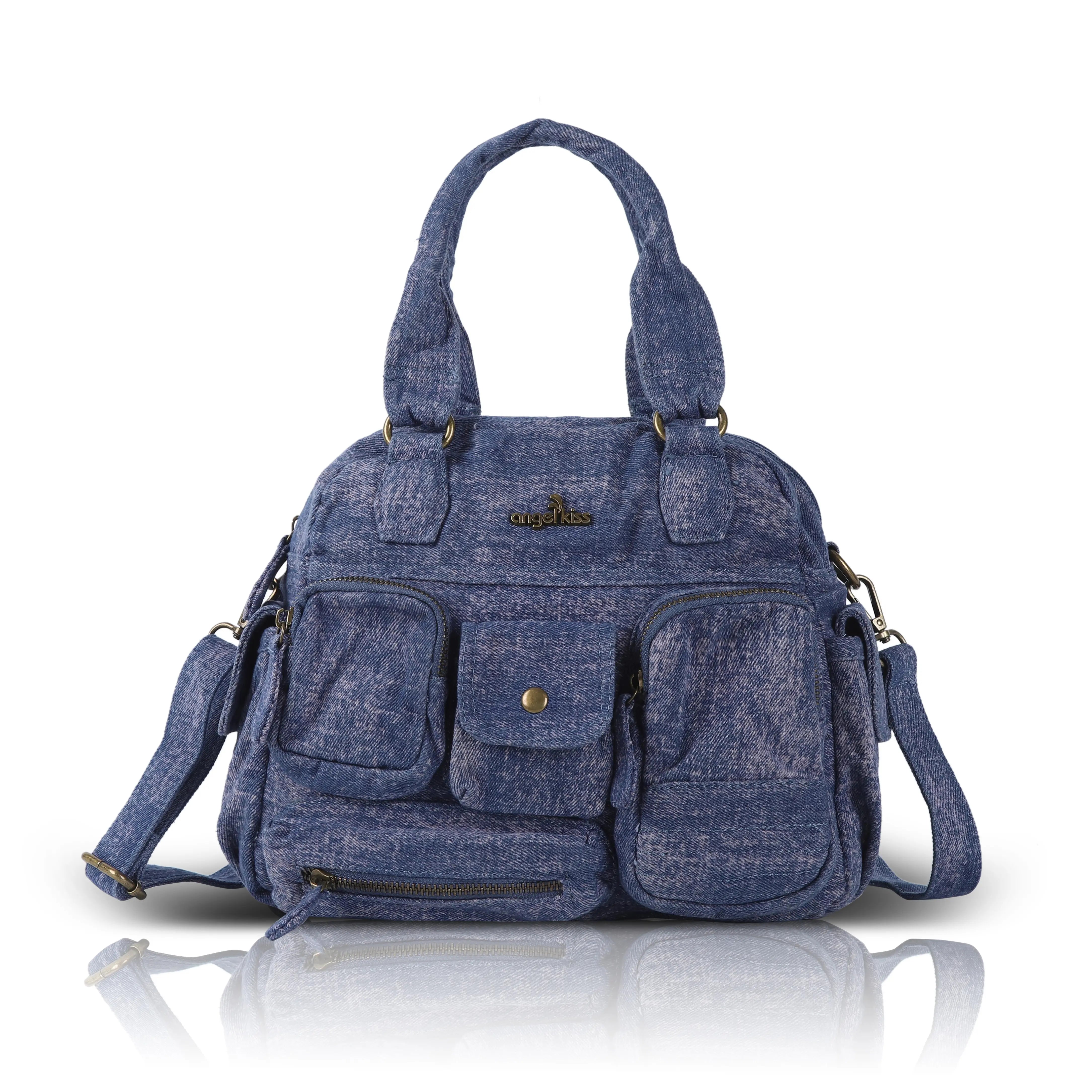 ● angelie ● TOAST BAG MEDIUM / DENIM 2色 Demi-Lune Shoulder bag | Smooth vegetable-tanned leather