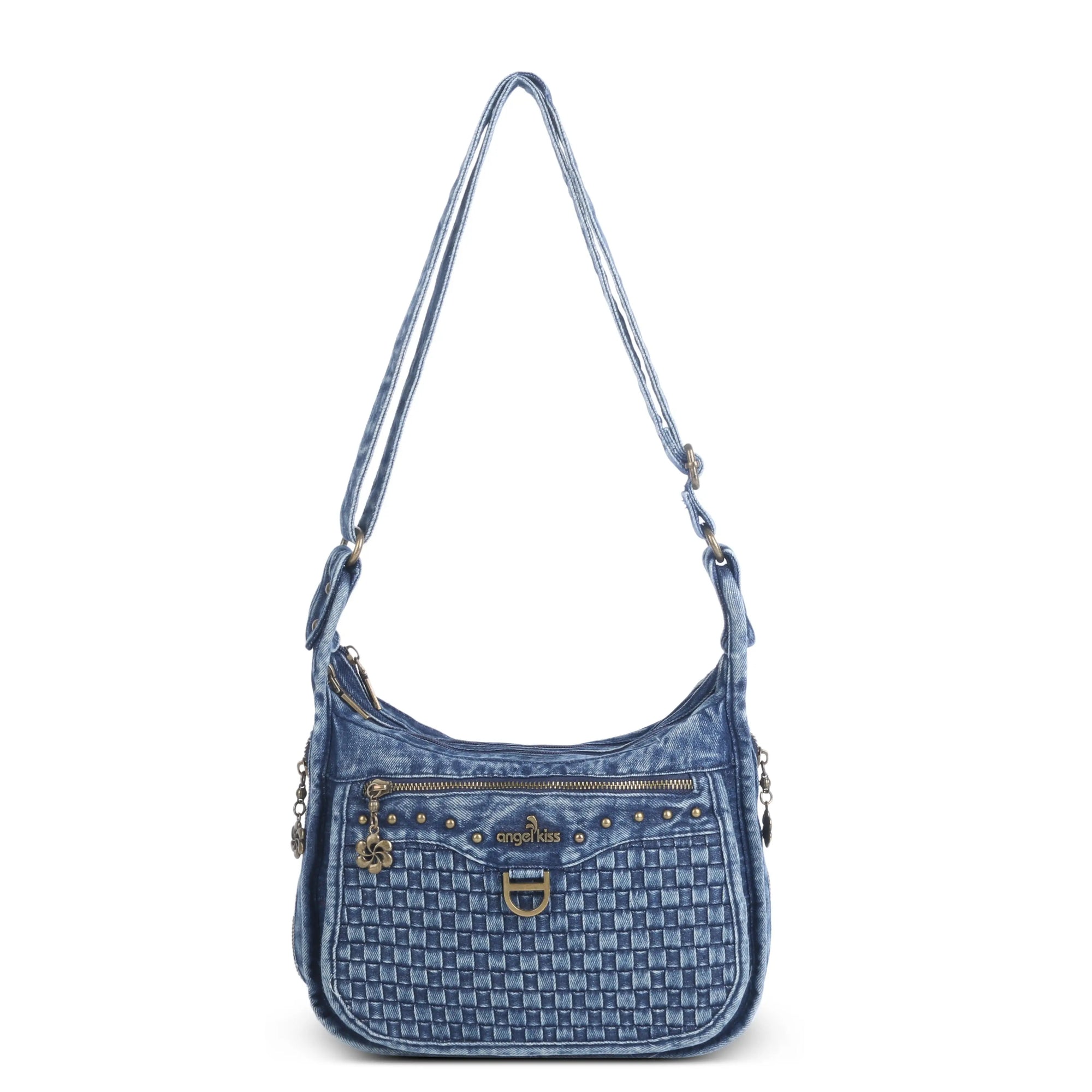 Angelkiss Washed Denim Woven Shoulder Bag – Vintage-Inspired with Practical Elegance