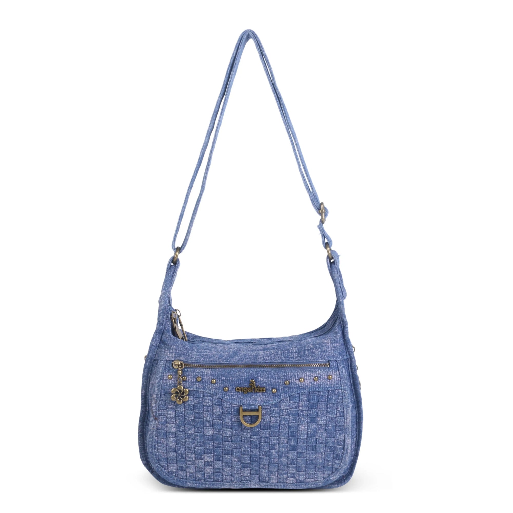 Angelkiss Washed Denim Woven Shoulder Bag – Vintage-Inspired with Practical Elegance