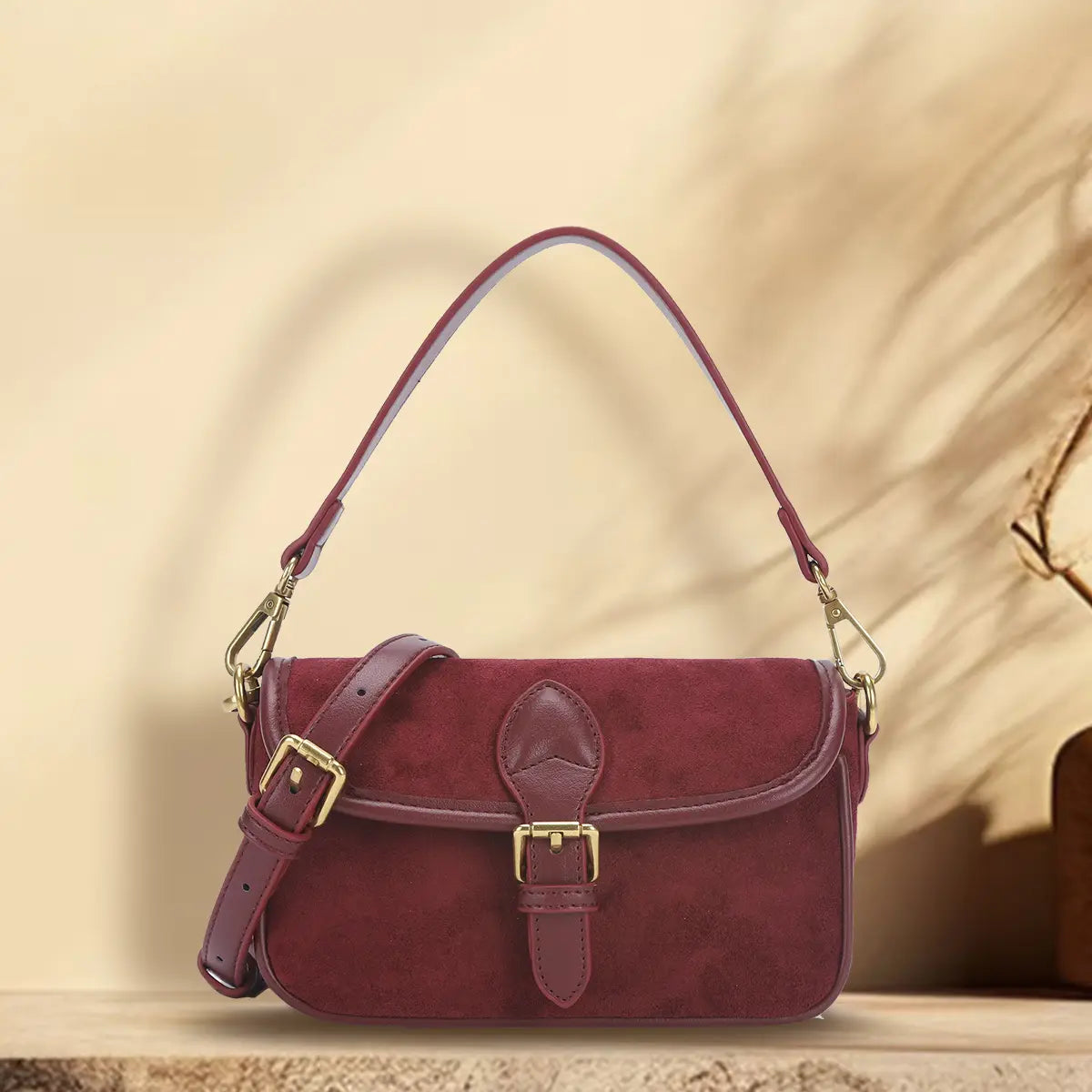 Suede Burgundy handbag/crossbody bag