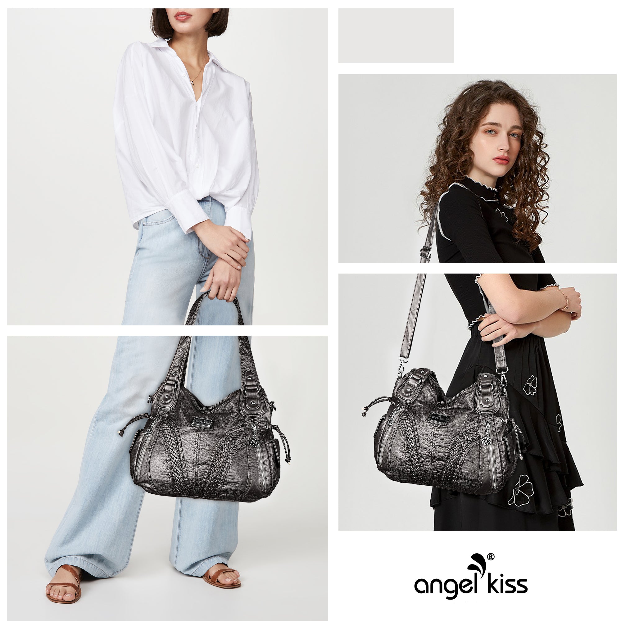 washed Large capacity Daily women Waterproof unique hobo handbag-Angelkiss Bag