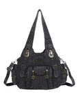 Washed denim vintage multi-bag shoulder bag for women
