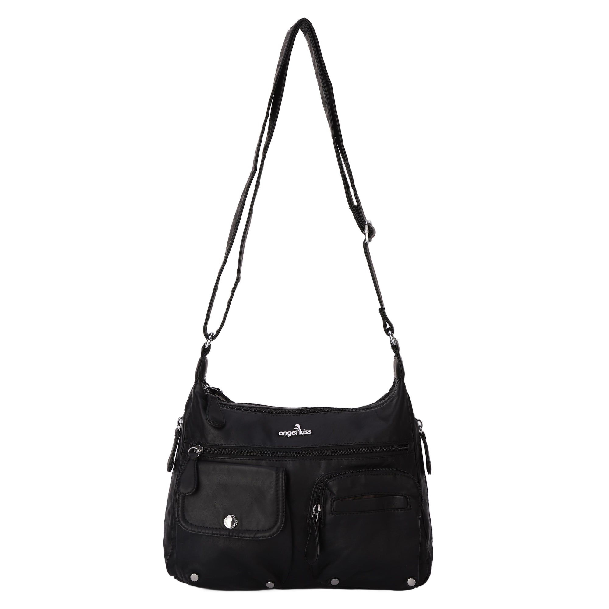 Women's water wash pu leather crossbody bag-Angelkiss Bag