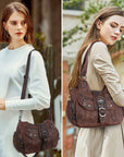 Women's retro fashion multi-compartment large capacity hobo bag | angel kiss bag