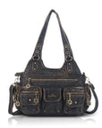 Vintage Bronze PU Leather Handbag – Multi-Pocket Shoulder Tote & Crossbody Bag