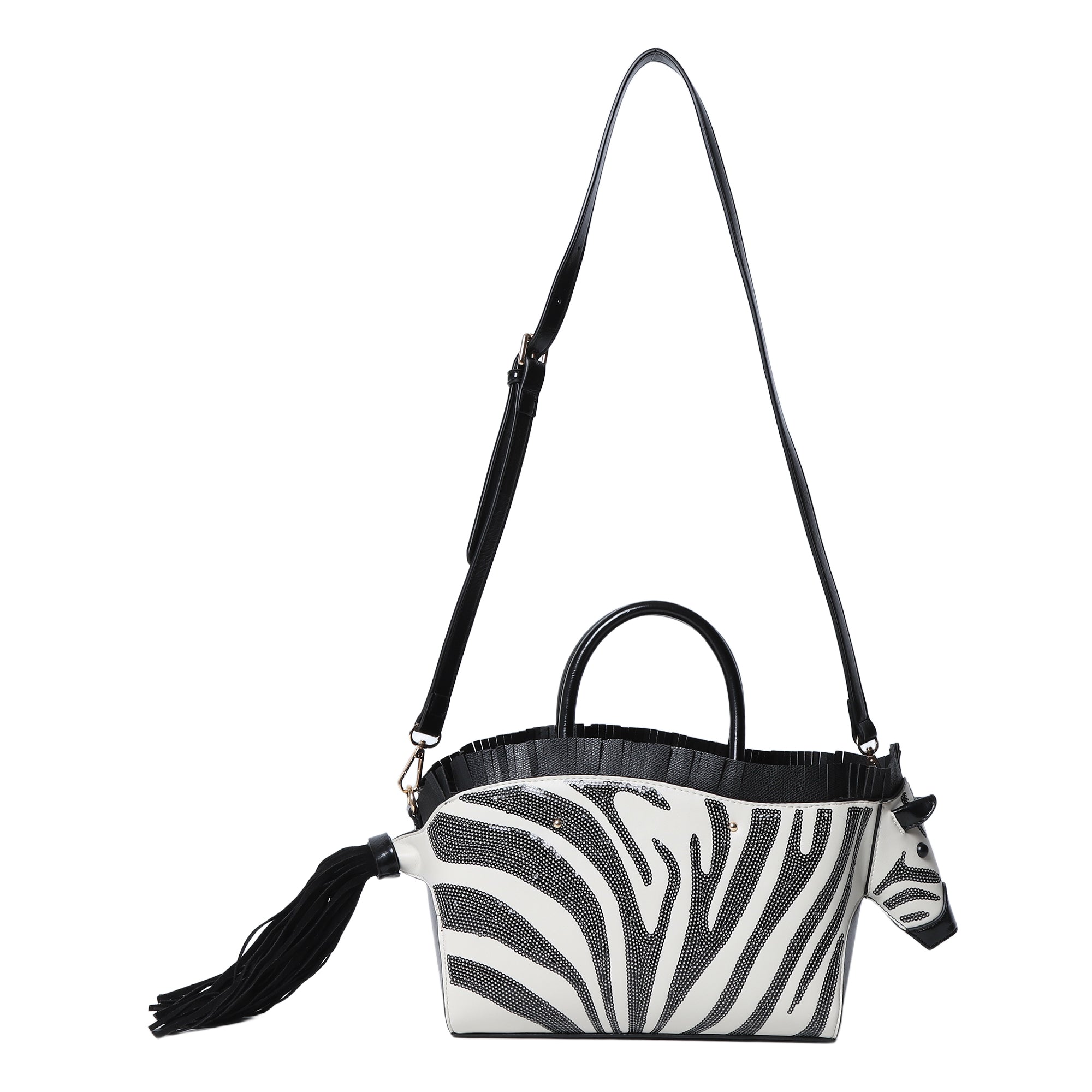 Minimalist art zebra shape tote/crossbody bag-Angelkiss Bag