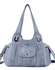Women's waterproof solid color vintage Hobo shoulder bag and tote-Angelkiss Bag