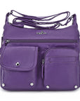 Women's water wash pu leather crossbody bag-Angelkiss Bag