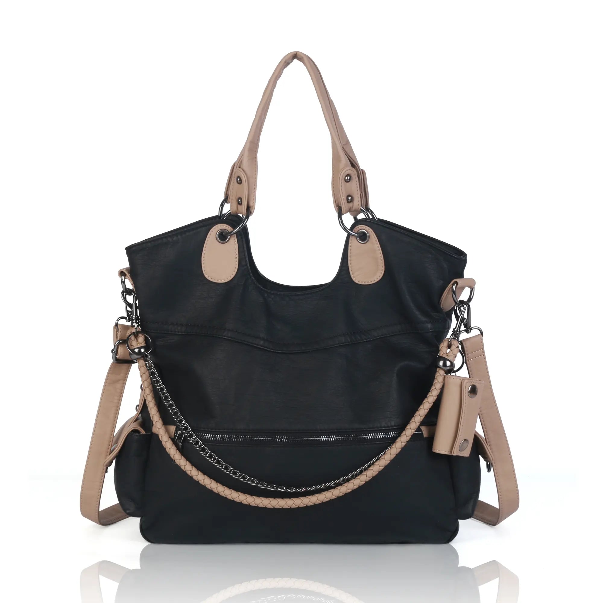 Vegan PU Leather Tote Shoulder Bag, Large Capacity – Ideal for Work, School, Business & Travel