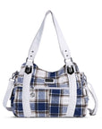 large capacity vintage plaid oil painting handbag