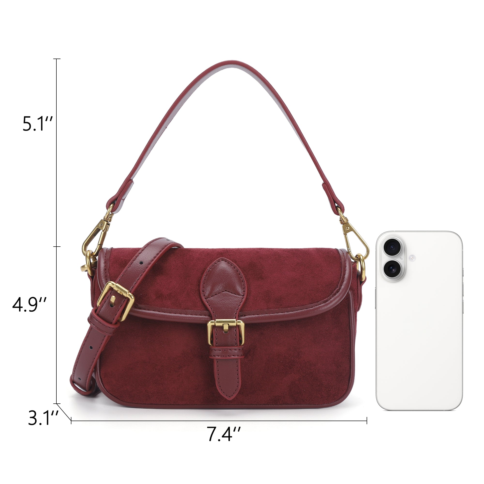 Suede Burgundy handbag/crossbody bag-Angelkiss Bag