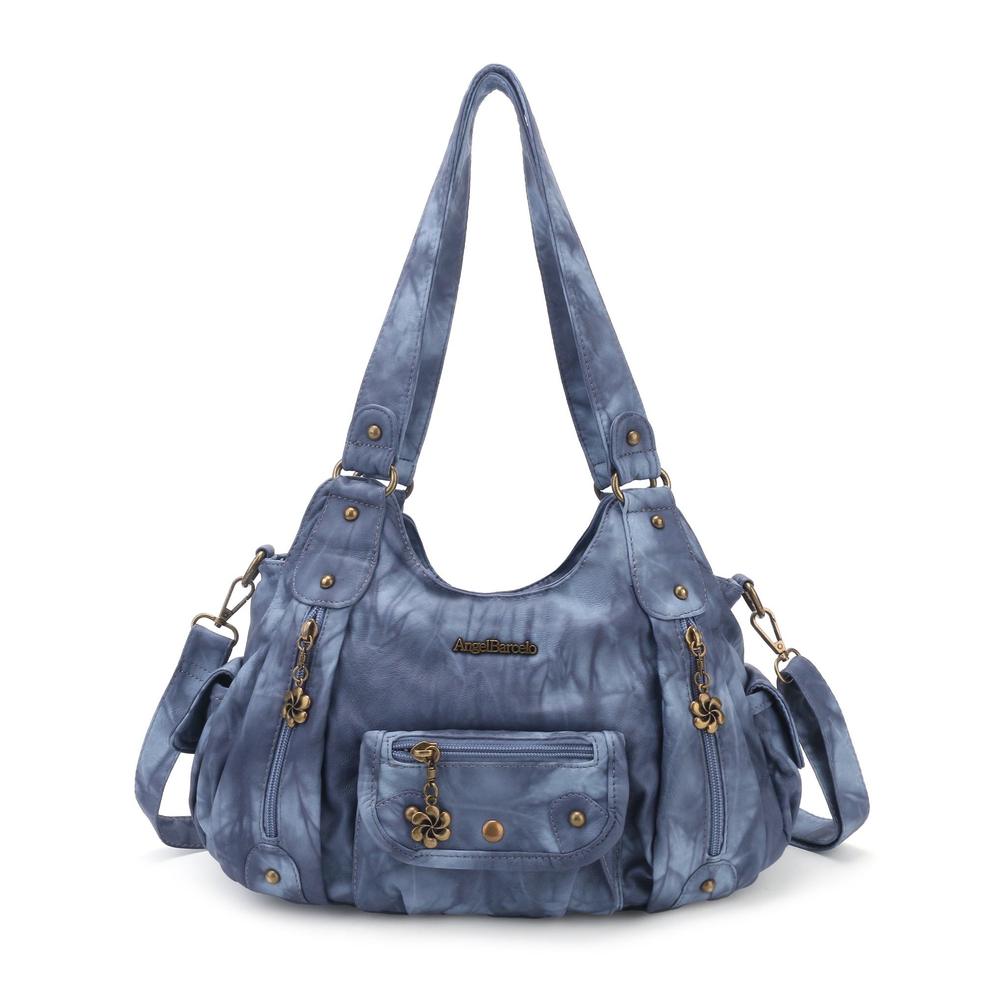 PU leather women's shoulder bag with tie-dye wash water-Angelkiss Bag