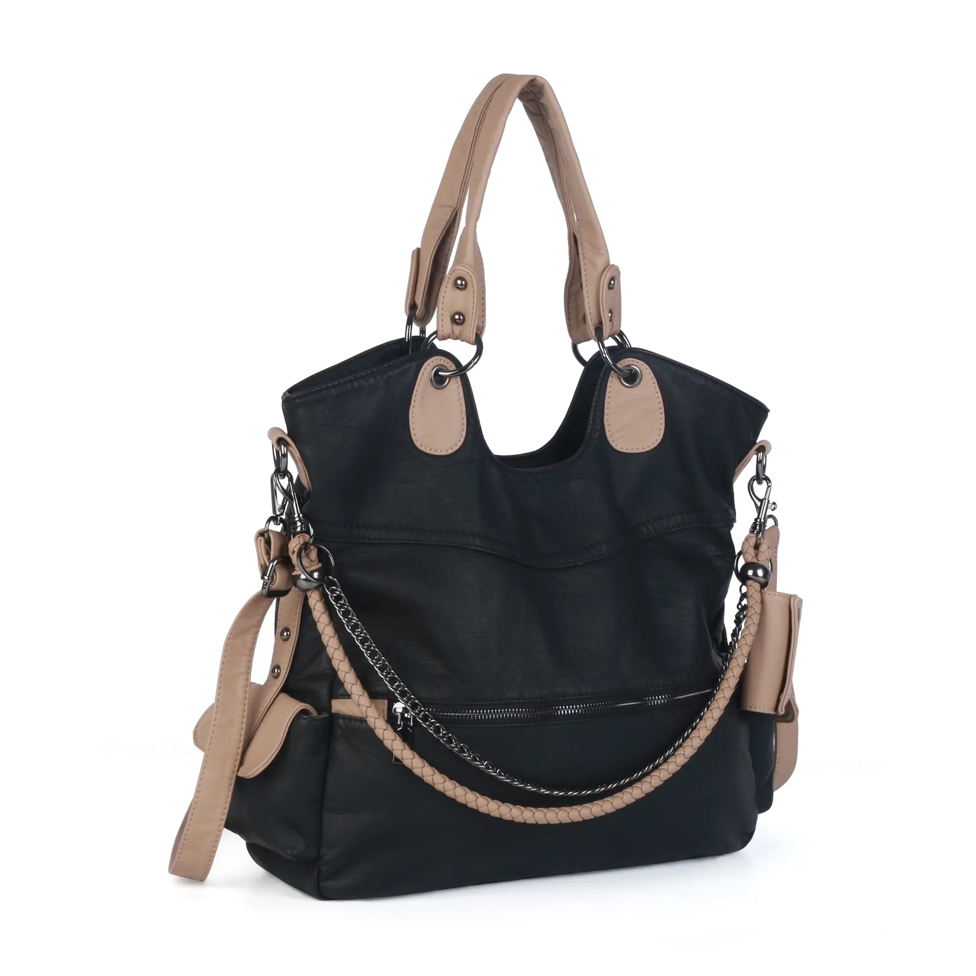 Vegan PU Leather Tote Shoulder Bag, Large Capacity – Ideal for Work, School, Business & Travel