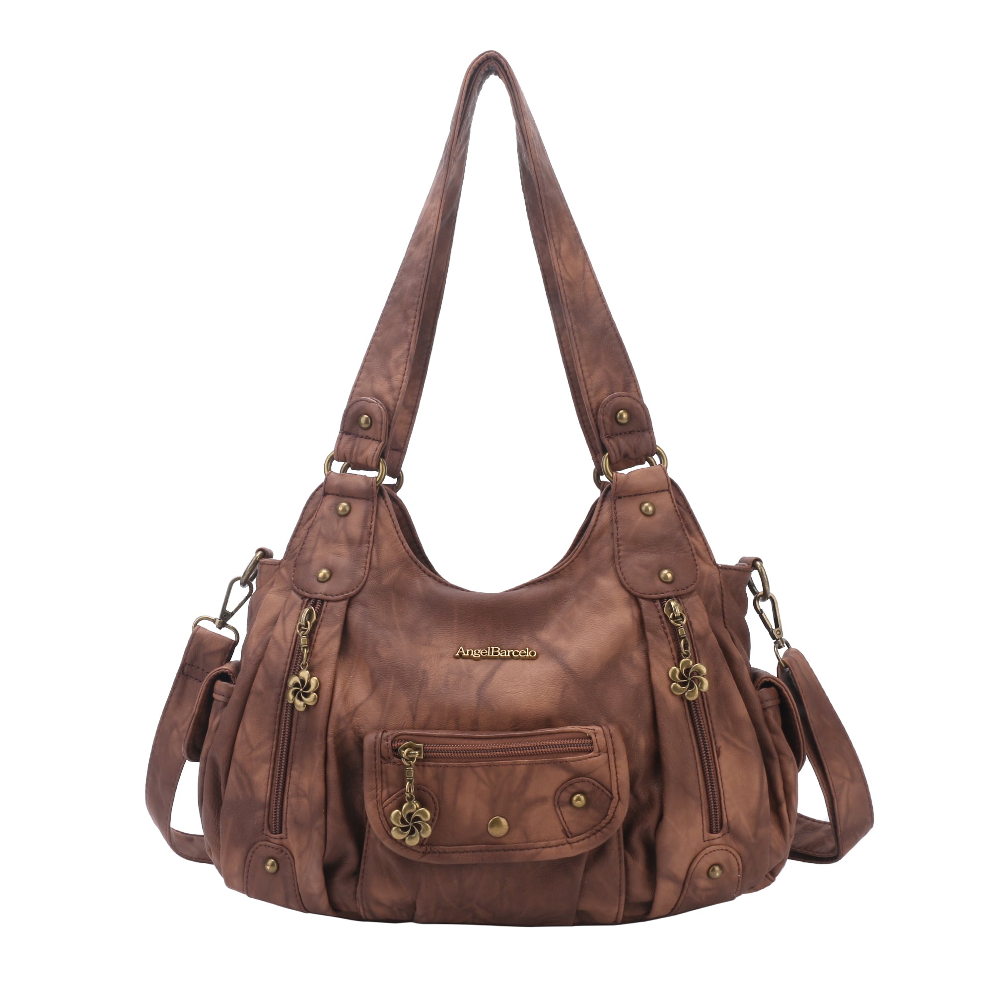 PU leather women's shoulder bag with tie-dye wash water-Angelkiss Bag