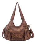PU leather women's shoulder bag with tie-dye wash water-Angelkiss Bag