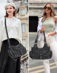 Women's Vintage Denim Multi-compartment High Capacity Hobo Bag | Angel Kiss Bag-Angelkiss Bag