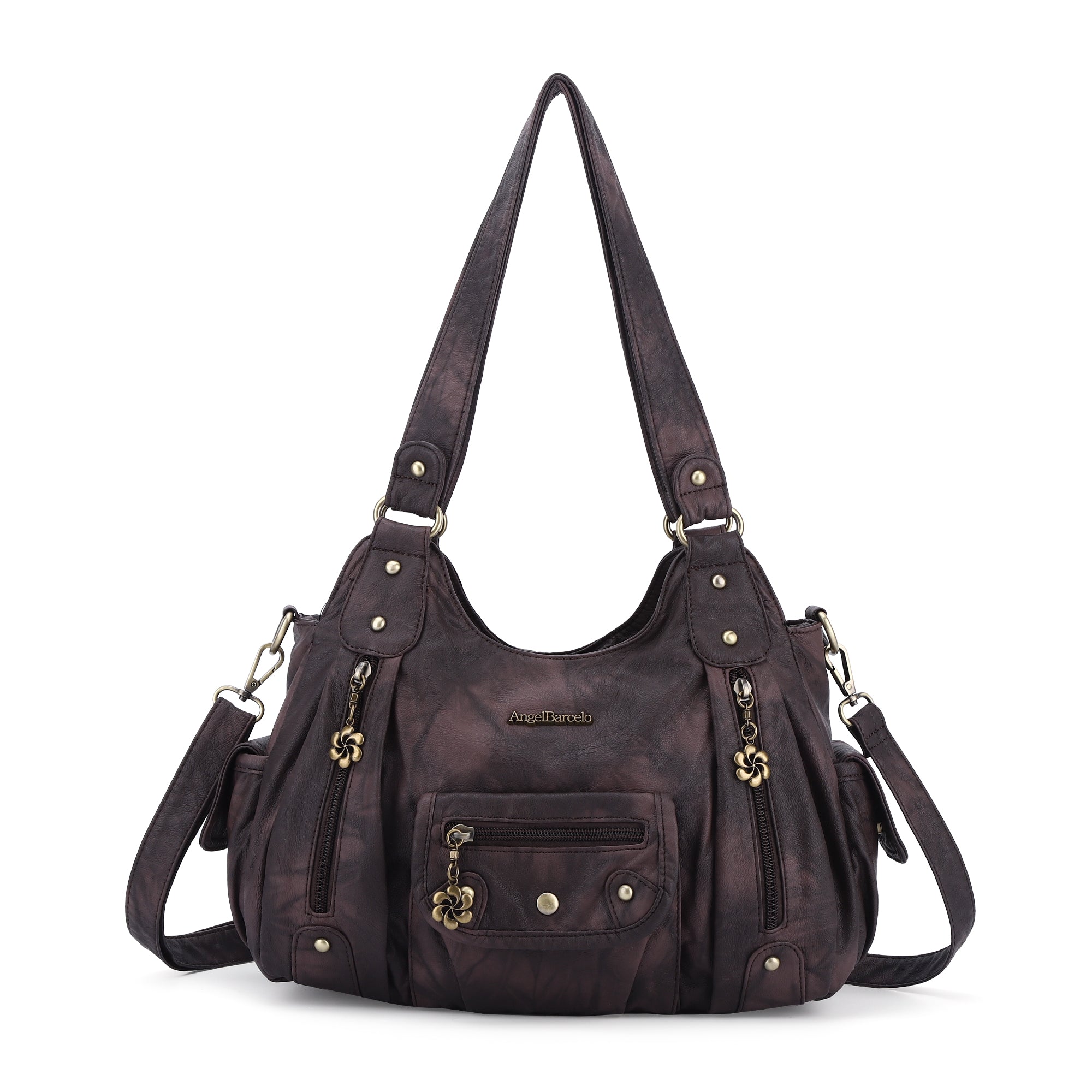 PU leather women's shoulder bag with tie-dye wash water-Angelkiss Bag