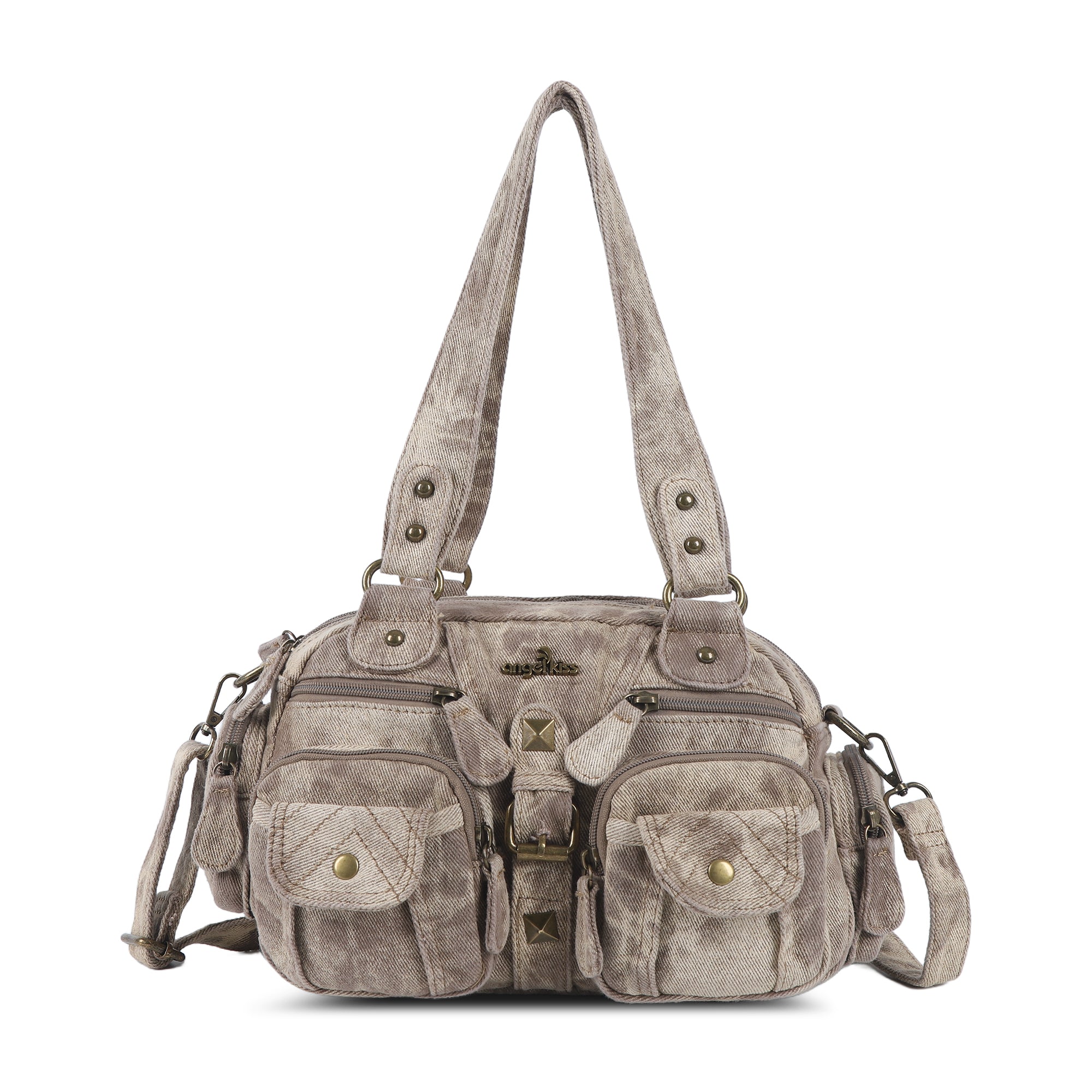 Bolso de mano de piel lavada con diseño denim, estilo único para mujer, bandolera.