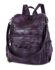 Wash water pu leather plaid document hobo backpacks