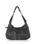Vintage Vegan Leather Handbag – Multi-Pocket Shoulder Tote