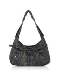 Vintage Vegan Leather Handbag – Multi-Pocket Shoulder Tote