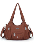 Women Shoulder Bag Handbag of Washed PU Leather-Angelkiss Bag
