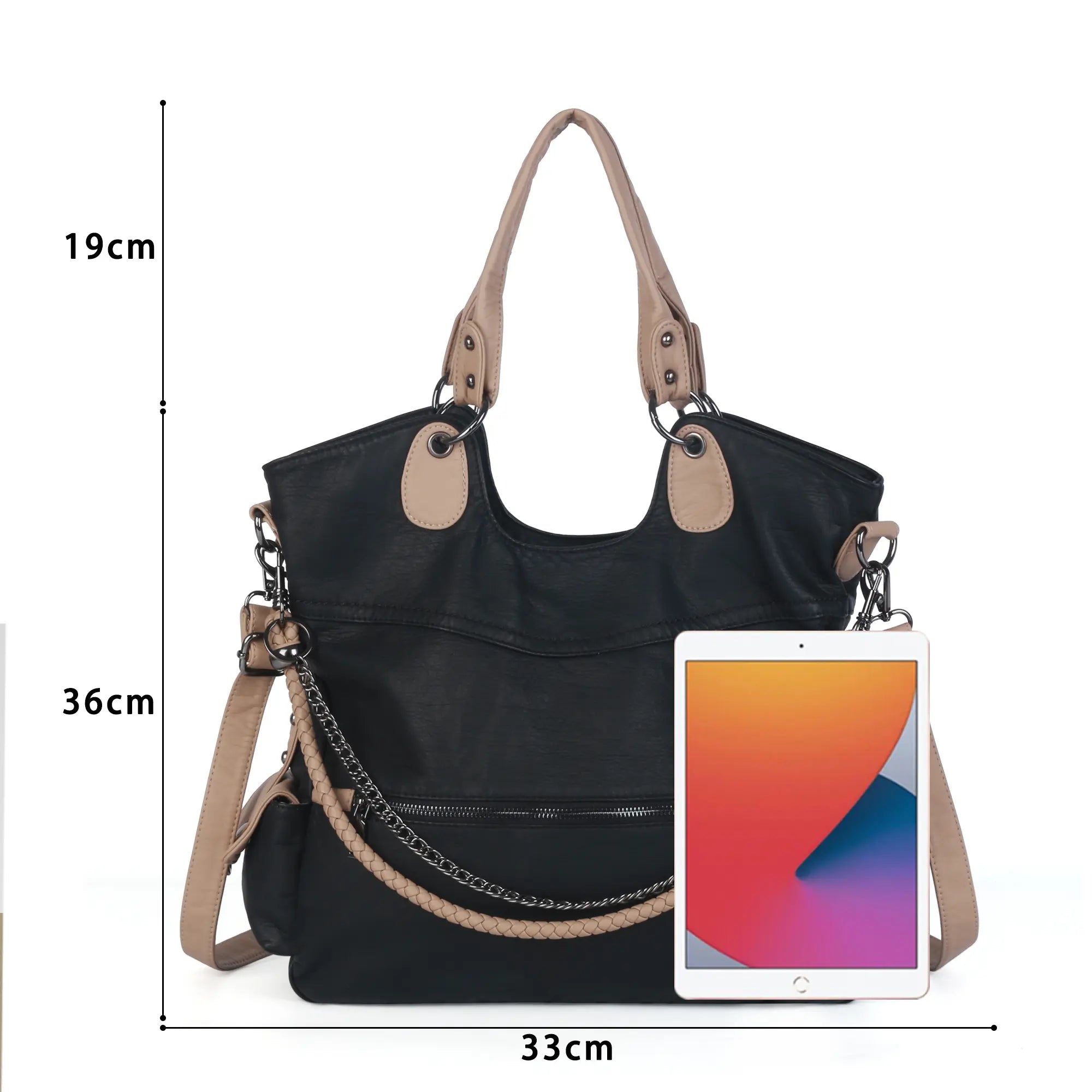 Vegan PU Leather Tote Shoulder Bag, Large Capacity – Ideal for Work, School, Business & Travel