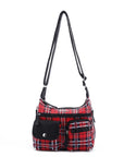 Women's plaid water wash pu leather crossbody bag-Angelkiss Bag