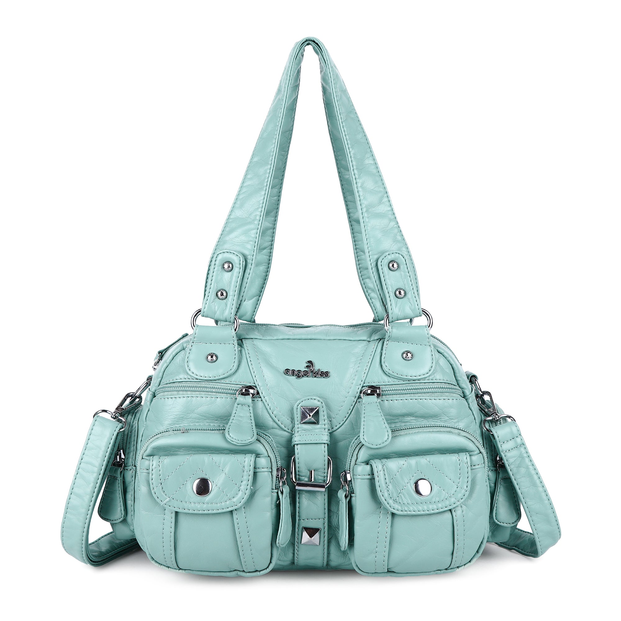 Washed Leather  Multilayer separation individuality Handbag Unique Style For Women-Angelkiss Bag