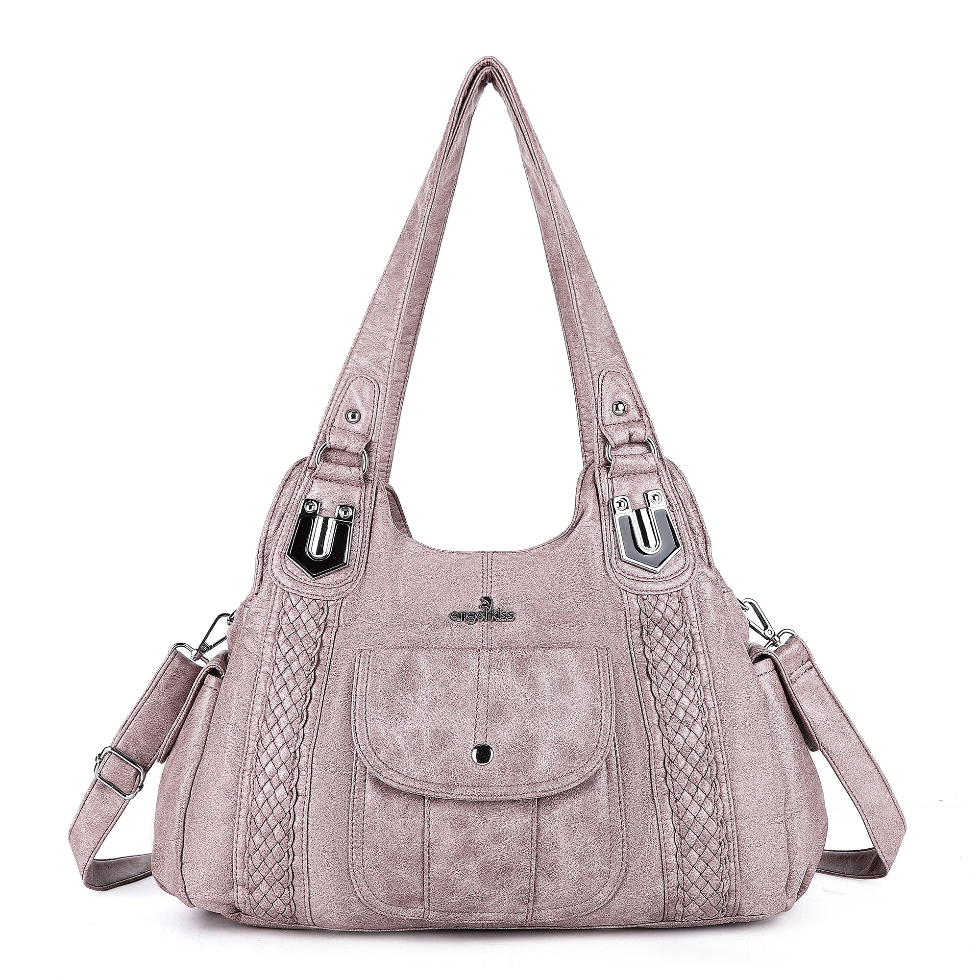Women's waterproof solid color vintage Hobo shoulder bag and tote-Angelkiss Bag