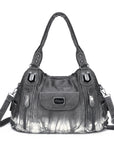 Women handbag with High Quality Washed PU and Multilayer separation-Angelkiss Bag