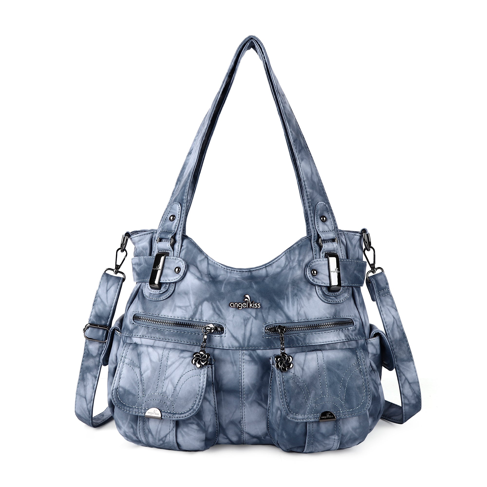 Washed Leather Hobobags Women Shoulder Bags-Angelkiss Bag
