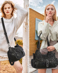 Women's retro fashion multi-compartment large capacity hobo bag | angel kiss bag-Angelkiss Bag