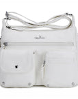 Women's water wash pu leather crossbody bag-Angelkiss Bag