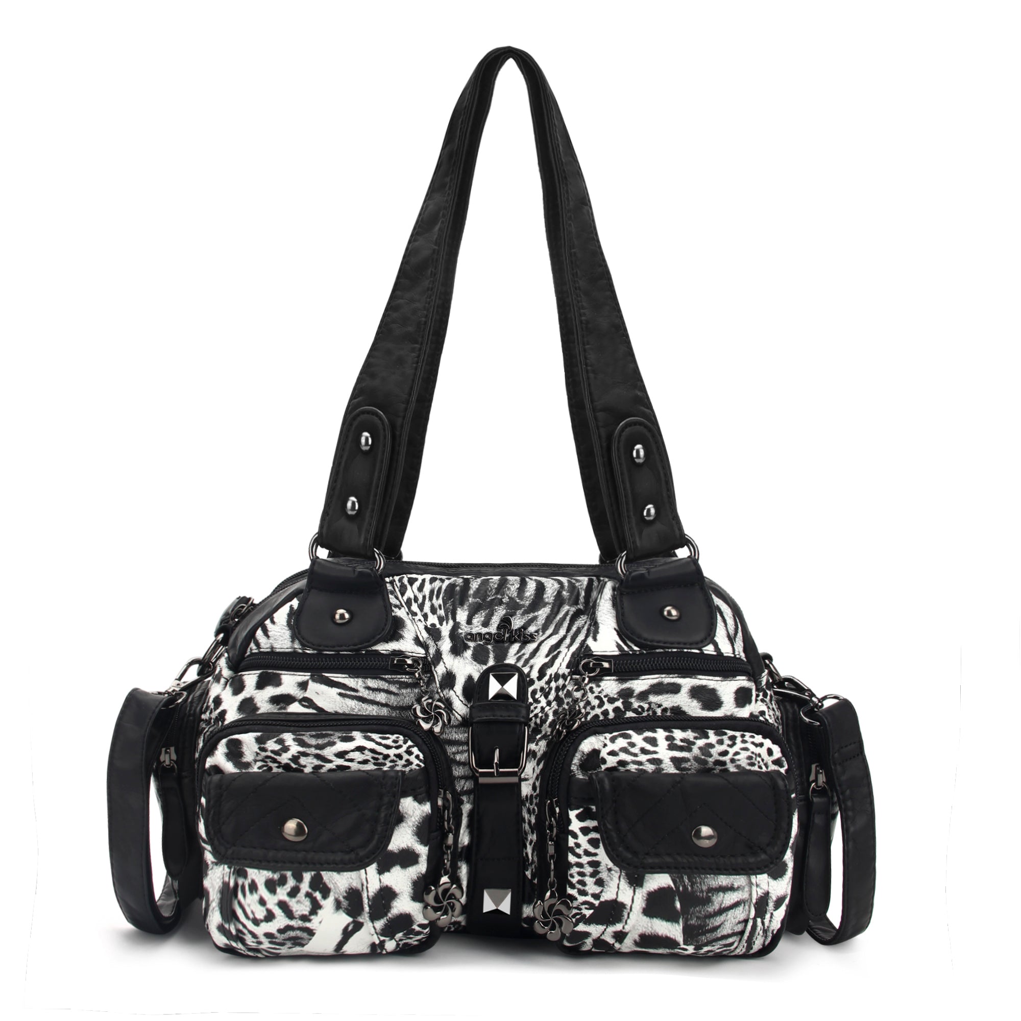 Washed Leather  Leopard print waterproof Handbag Unique Style For Women shoulder bag-Angelkiss Bag