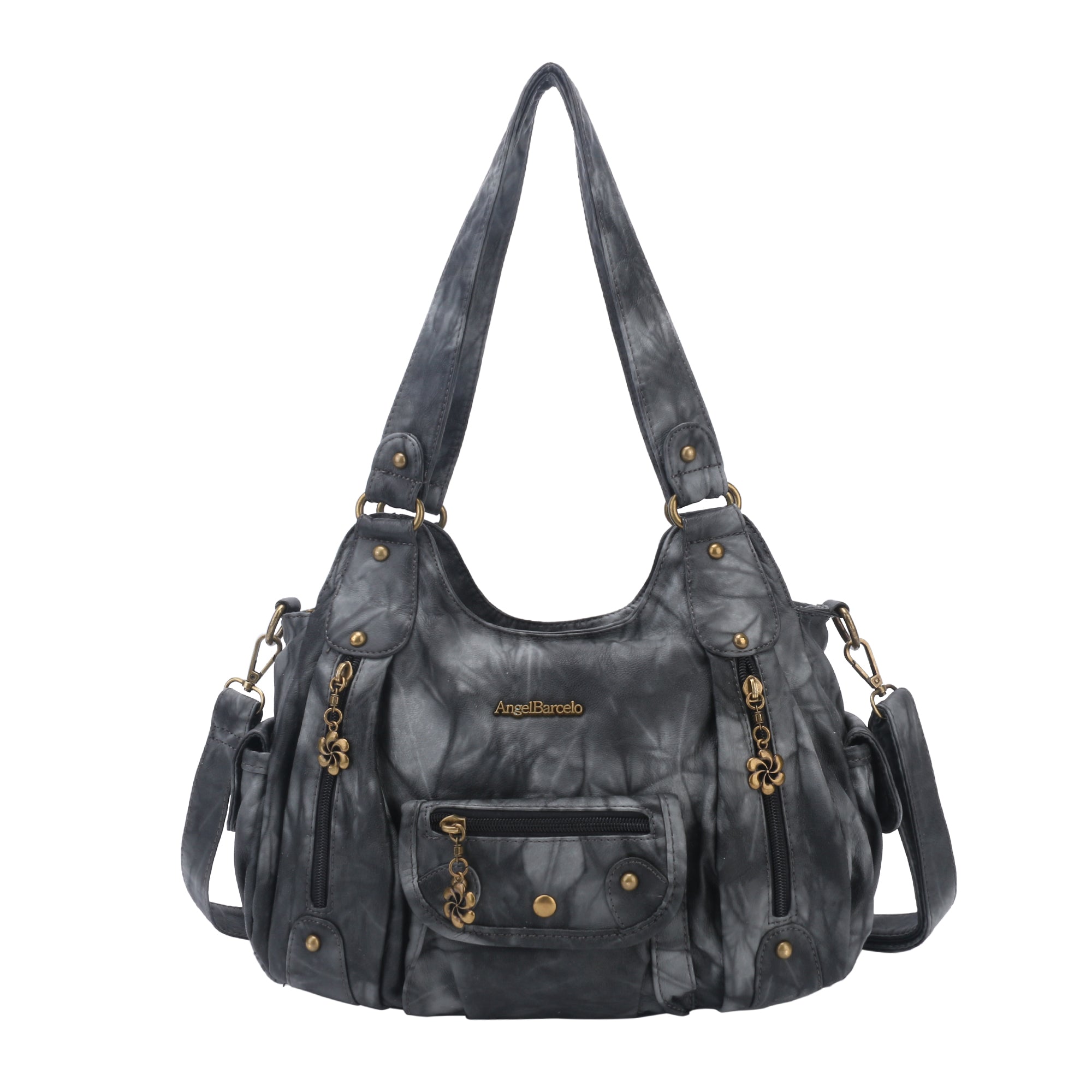 PU leather women's shoulder bag with tie-dye wash water-Angelkiss Bag