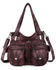 Washed Leather Hobobags Women Shoulder Bags-Angelkiss Bag