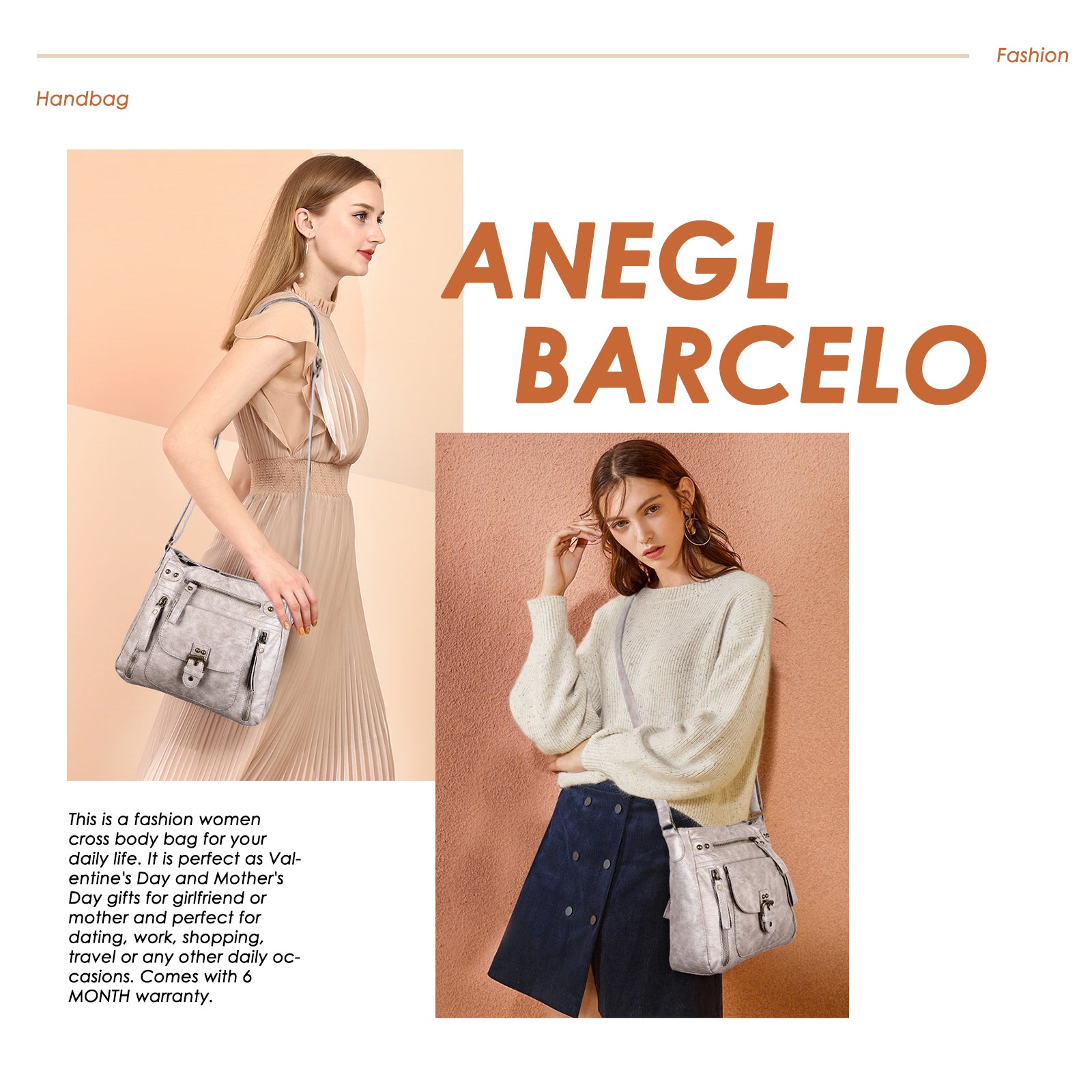 Solid color wash water pu leather adjustable shoulder strap daily shoulder bag-Angelkiss Bag