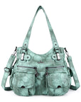 Washed Leather Hobobags Women Shoulder Bags-Angelkiss Bag