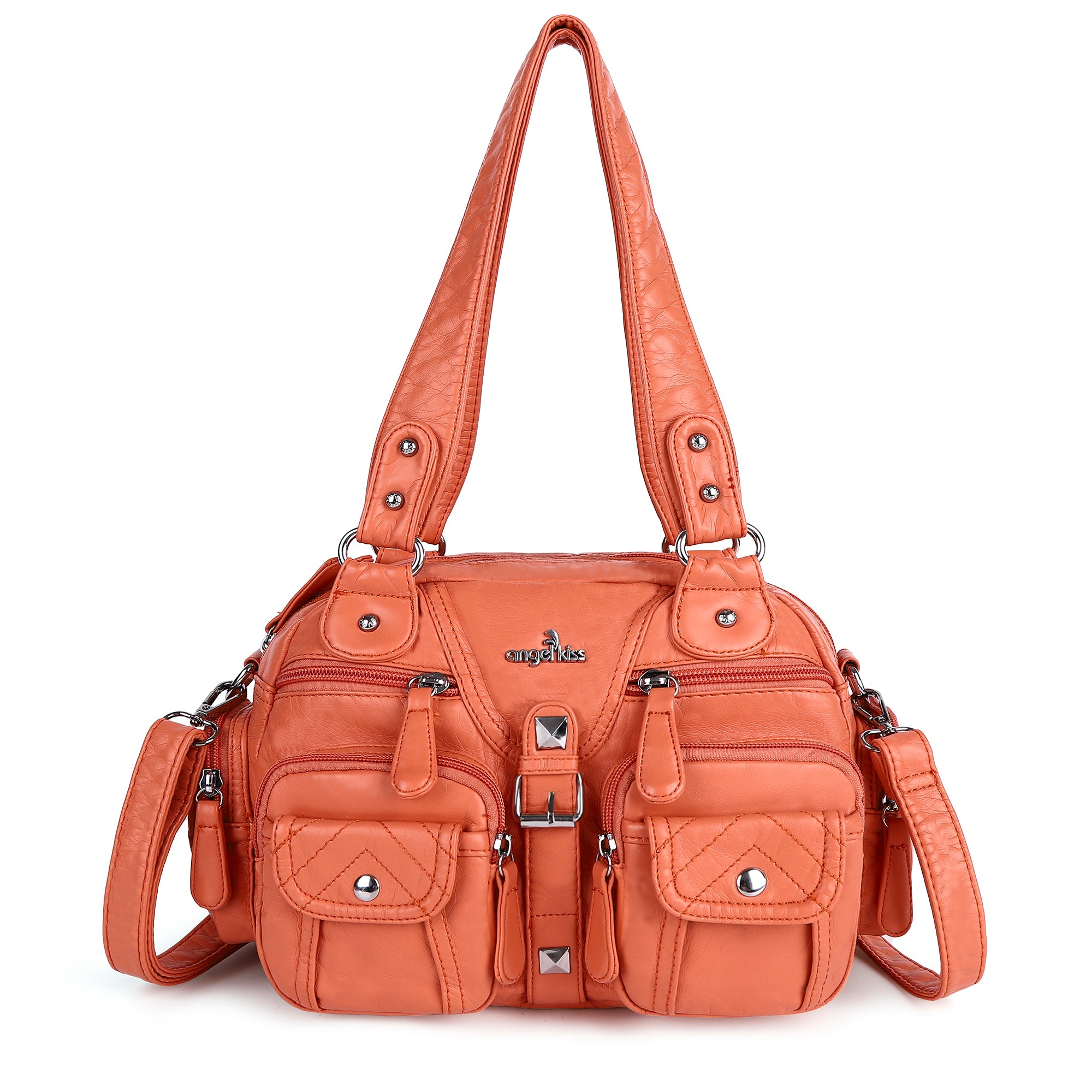 Washed Leather  Multilayer separation individuality Handbag Unique Style For Women-Angelkiss Bag