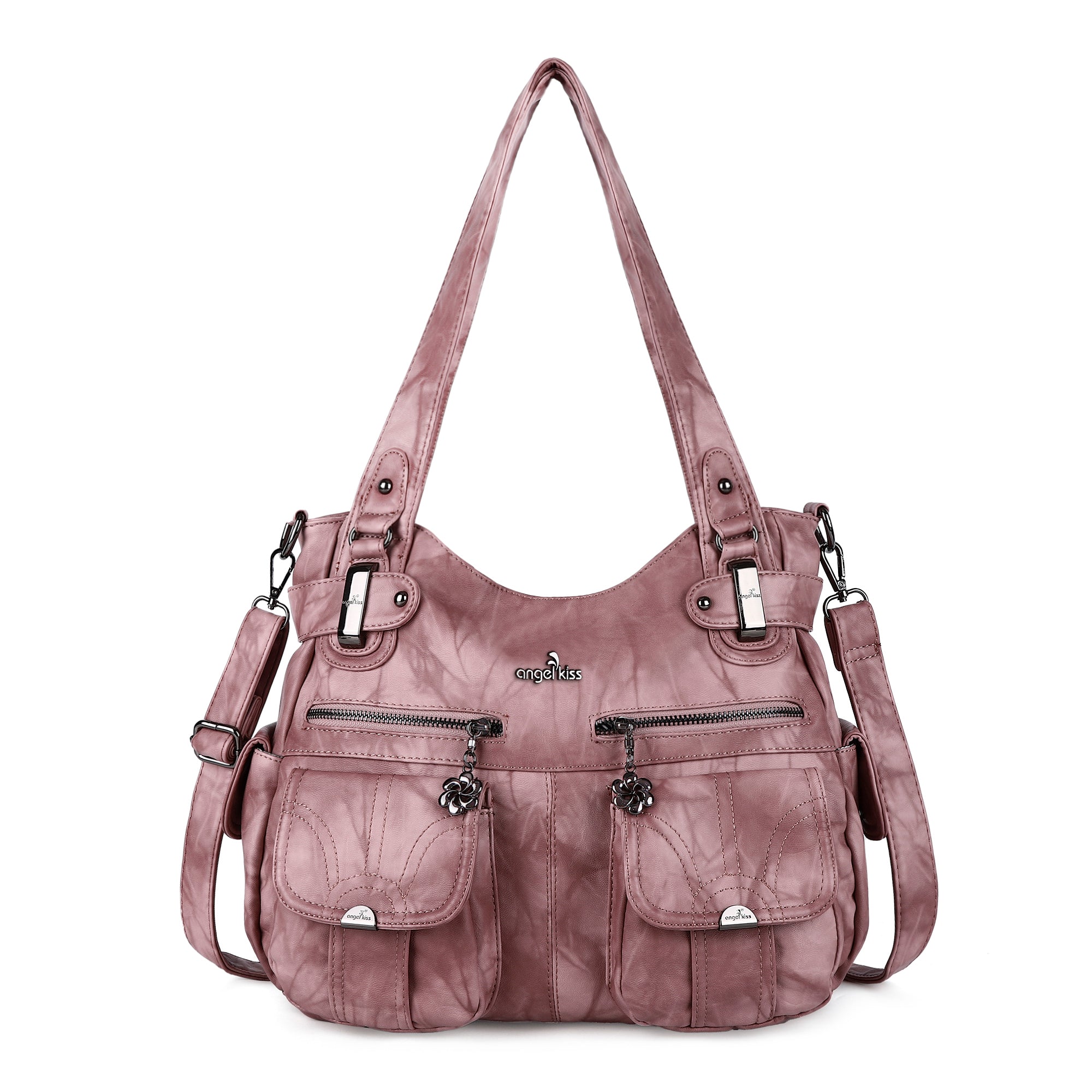 Washed Leather Hobobags Women Shoulder Bags-Angelkiss Bag