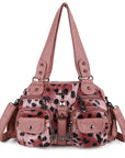 Washed Leather Leopard print waterproof Handbag Unique Style For Women shoulder bag-Angelkiss Bag